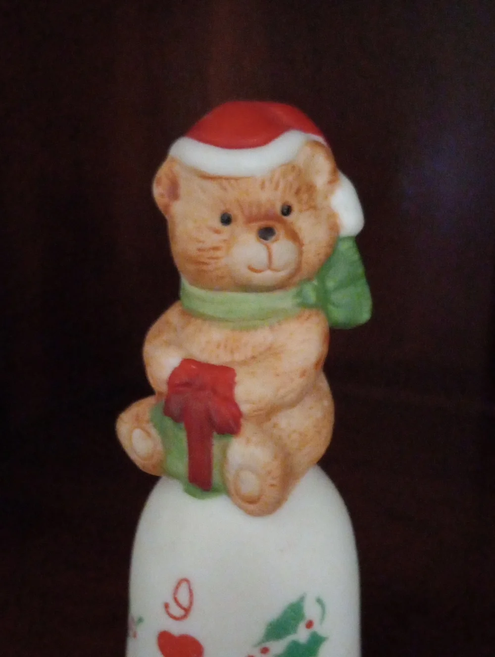 Vintage Russ Berrie Christmas Teddy Bear Ceramic Bell – I Love You Holiday Decor